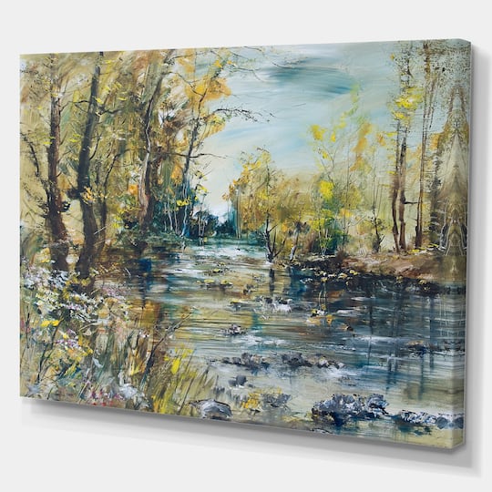 Designart - Rocky River in the Forest